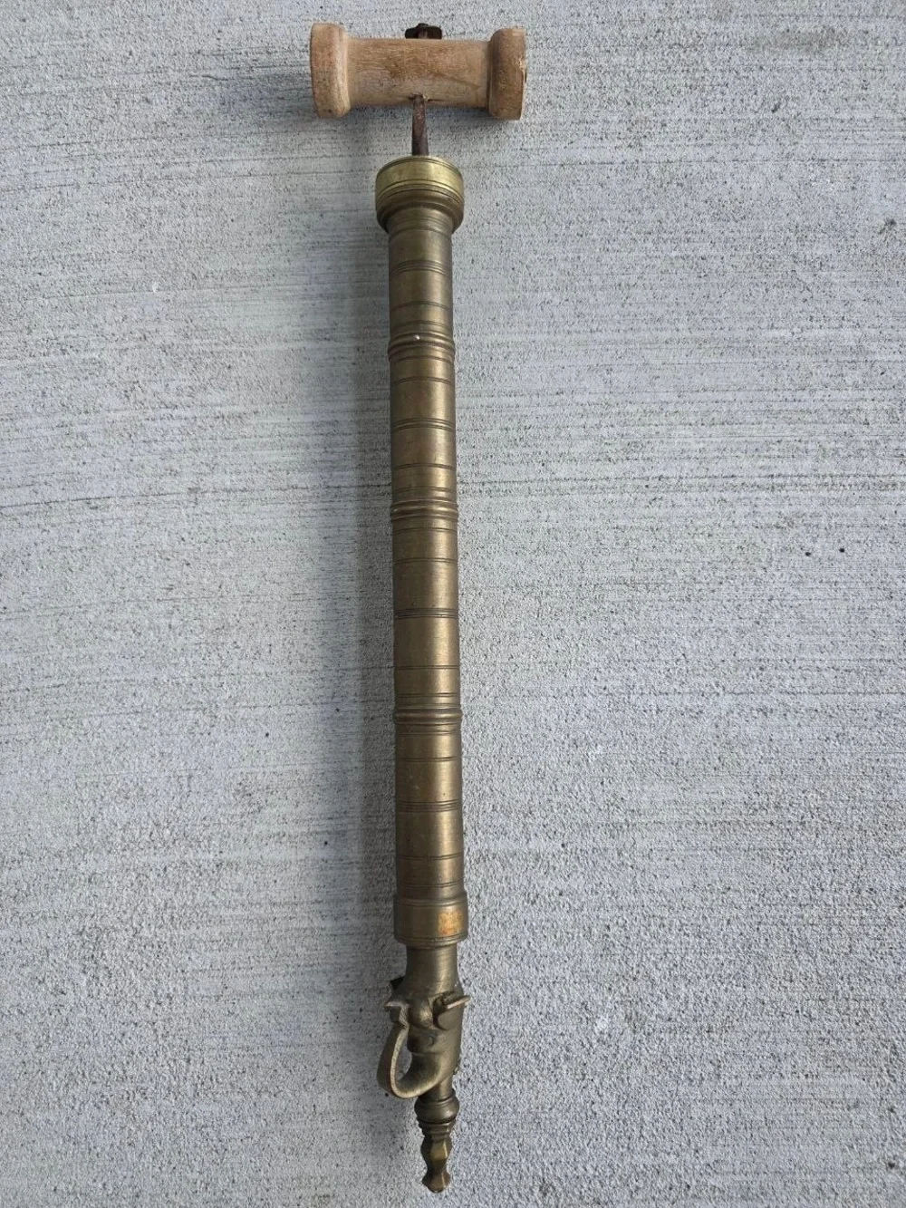 Antique Vintage Brass Fireplace Blowpipe Bird Figural Hearth Tool Wood Handle
